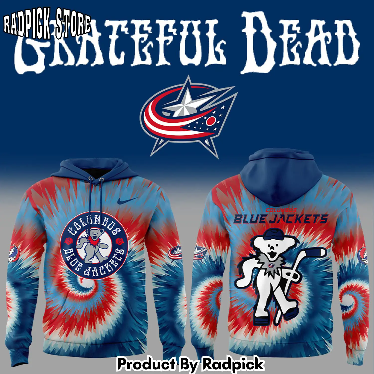 Columbus blue jackets grateful dead night v2 hoodie joggers hoodie and long pants set rp291798